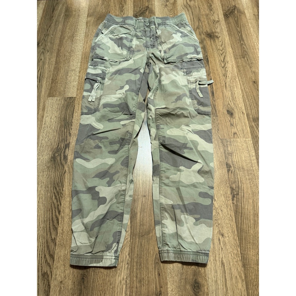 American Eagle Pants Women Size 4 Green Jogger Stretch Elastic Waist Camo Cargo
